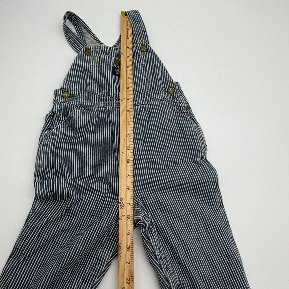 OshKosh Bgosh Kids 24 Months Hickory‎ Stripe Jersey Lined Denim Overalls Blue